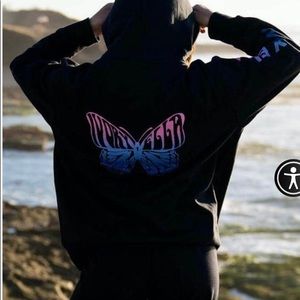 Ivory Ella black BUTTERFLY OVERSIZED HOODIE sweatshirt - size x-small (xs)